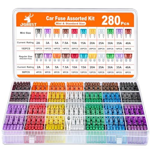 JOREST 300Pcs Car Fuse Assortment Kit, 160 Mini Blade Fuses Automotive + 90 Standard Auto Fuses + 50 Micro Fuse + 1 Puller – for Car/RV/Truck/Motorcycle(2Amp 3A 5A 7.5A 10A 15A 20A 25A 30A 35A 40A)