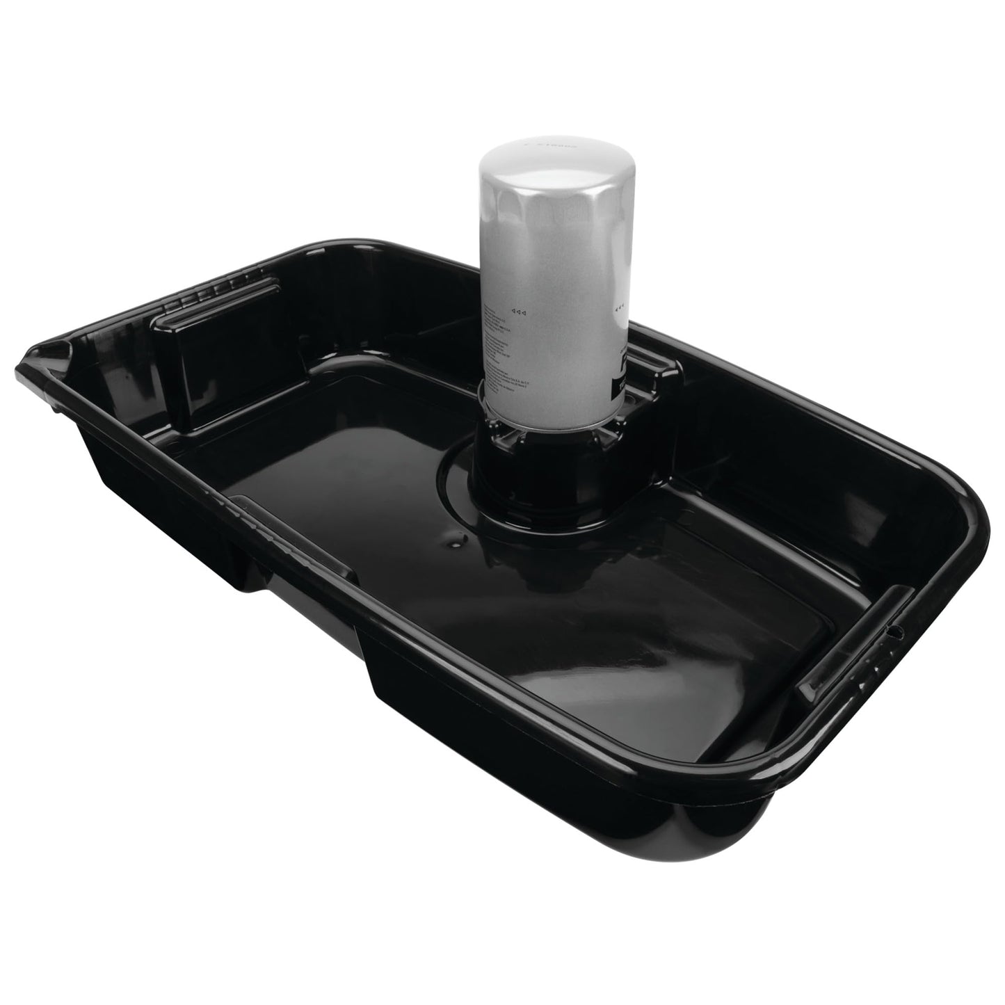 Performance Tool W4076 10-Quart Oil Drain Container, Deep Drain Well, Integrated Handles, Sealing Rubber Gaskets, Black