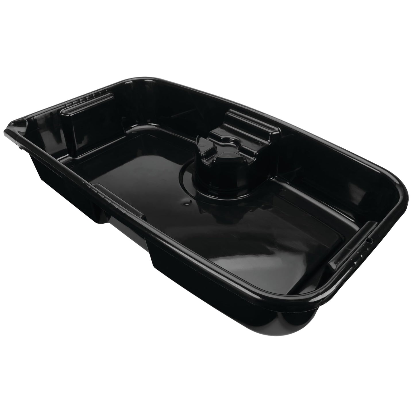 Performance Tool W4076 10-Quart Oil Drain Container, Deep Drain Well, Integrated Handles, Sealing Rubber Gaskets, Black