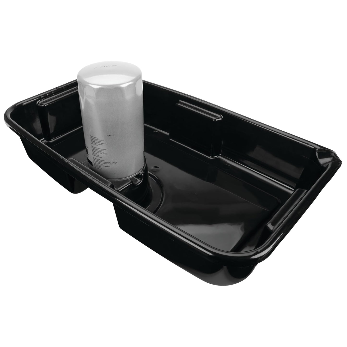 Performance Tool W4076 10-Quart Oil Drain Container, Deep Drain Well, Integrated Handles, Sealing Rubber Gaskets, Black