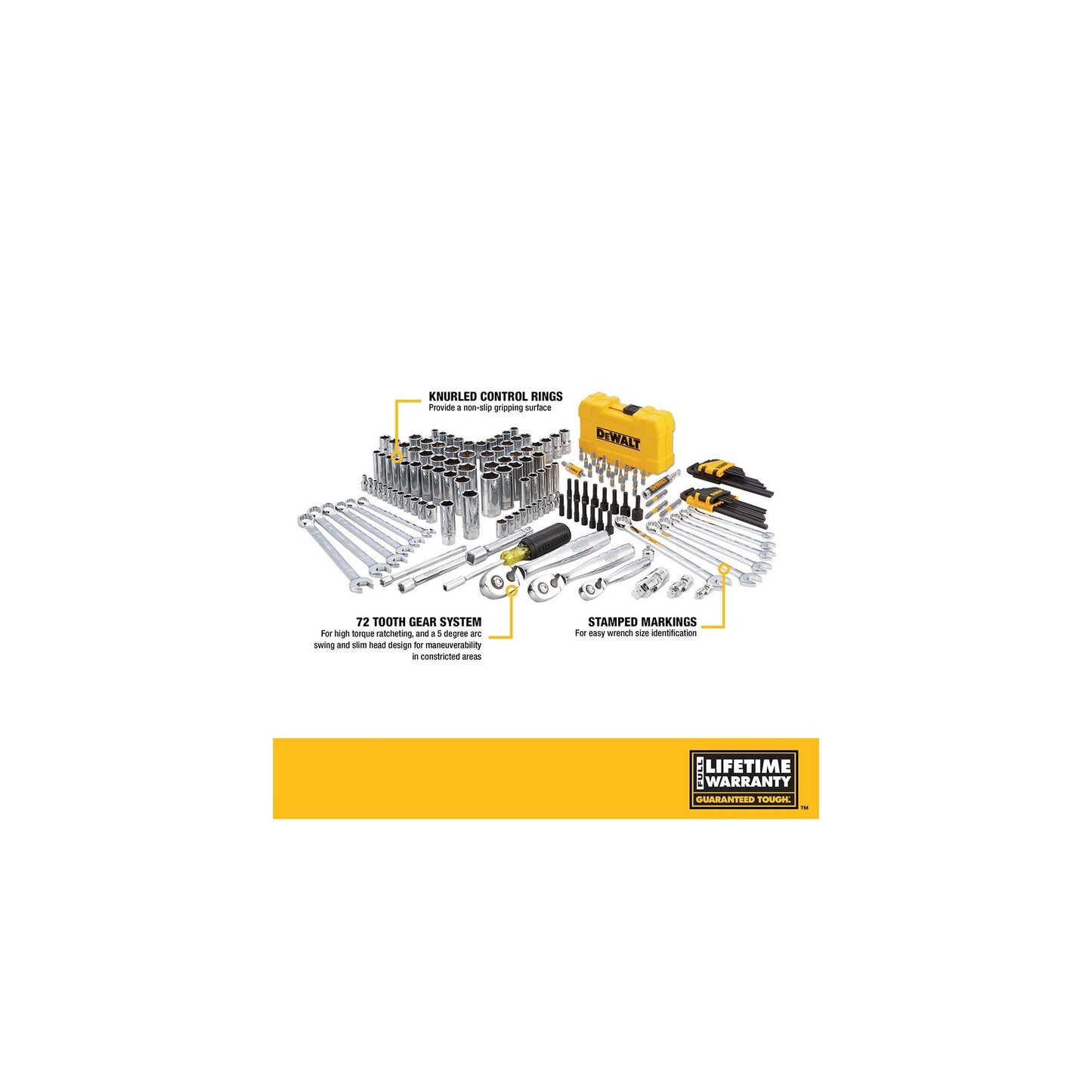 DEWALT Mechanics Tools Kit and Socket Set, 142-Piece, 1/4 & 3/8" Drive, MM/SAE (DWMT73802)