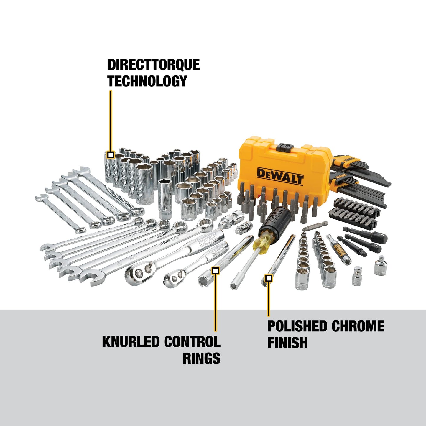 DEWALT Mechanics Tools Kit and Socket Set, 142-Piece, 1/4 & 3/8" Drive, MM/SAE (DWMT73802)