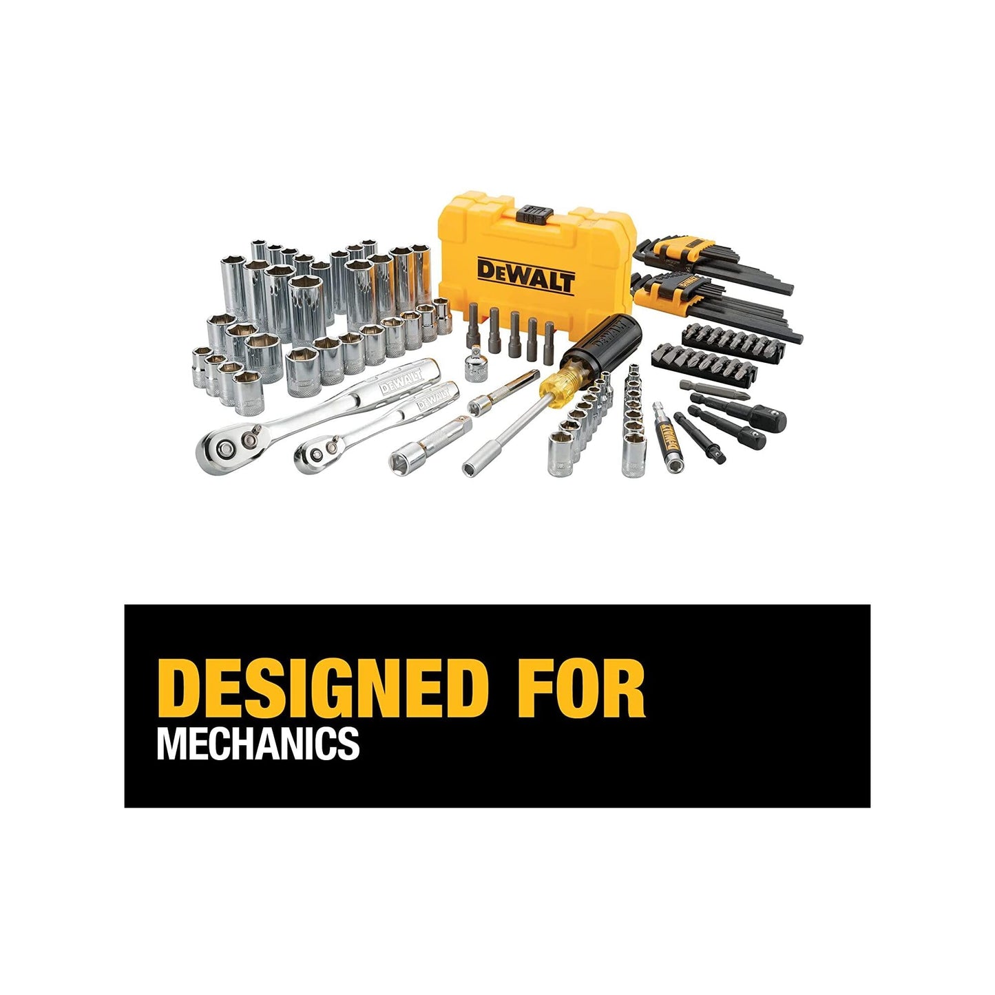 DEWALT Mechanics Tools Kit and Socket Set, 142-Piece, 1/4 & 3/8" Drive, MM/SAE (DWMT73802)