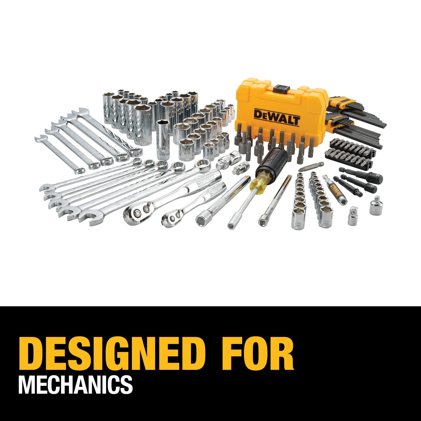 DEWALT Mechanics Tools Kit and Socket Set, 142-Piece, 1/4 & 3/8" Drive, MM/SAE (DWMT73802)