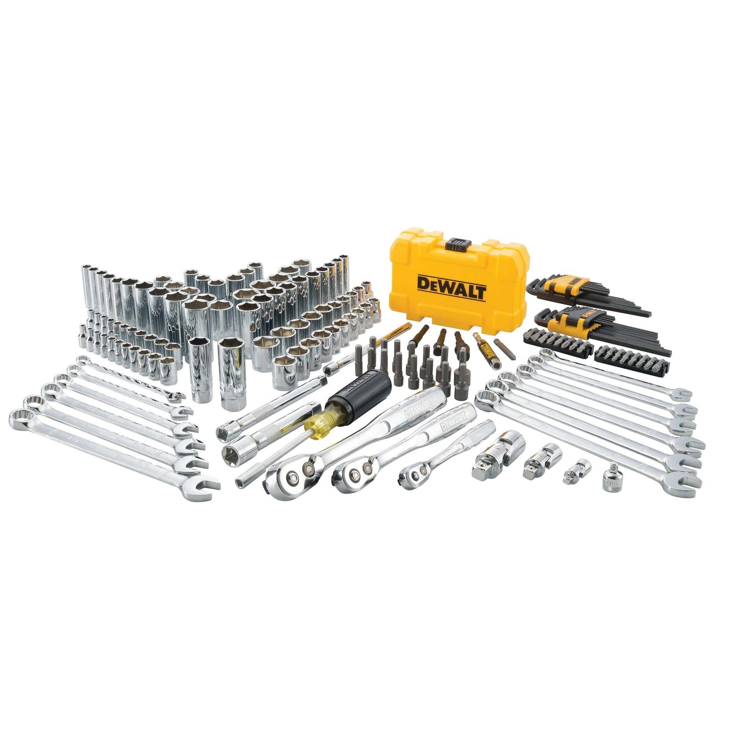 DEWALT Mechanics Tools Kit and Socket Set, 142-Piece, 1/4 & 3/8" Drive, MM/SAE (DWMT73802)