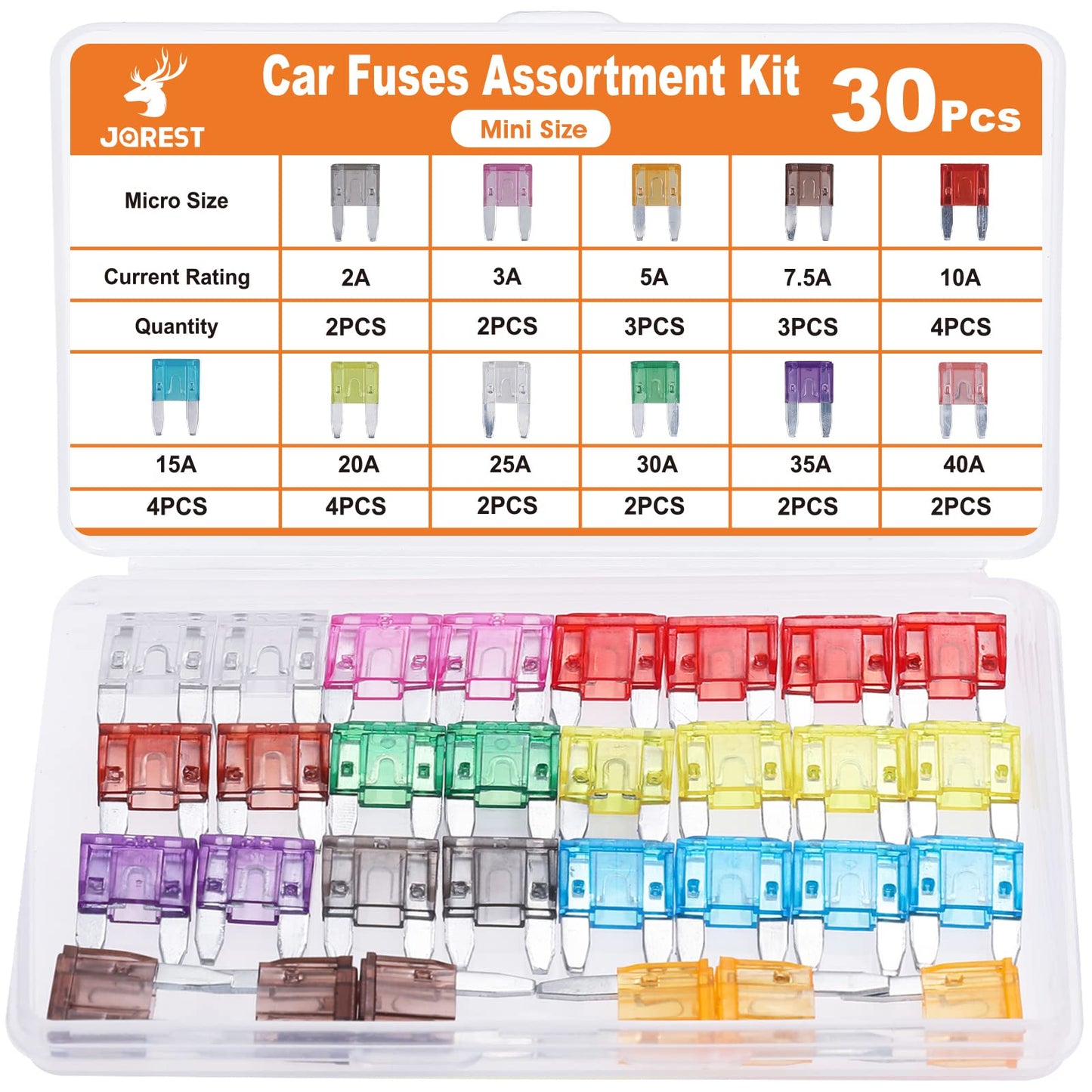 JOREST 300Pcs Car Fuse Assortment Kit, 160 Mini Blade Fuses Automotive + 90 Standard Auto Fuses + 50 Micro Fuse + 1 Puller – for Car/RV/Truck/Motorcycle(2Amp 3A 5A 7.5A 10A 15A 20A 25A 30A 35A 40A)