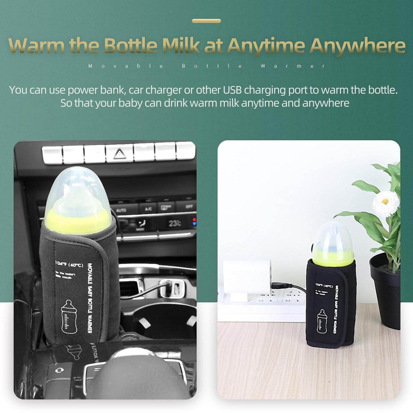 Portable Bottle Warmer for Travel, Car Baby Bottle Warmer USB Powered Portable Travel Bottle Warmer for Breastmilk Constant Temperature Feeding Bottle Portable Baby Bottle Warmer Insulation