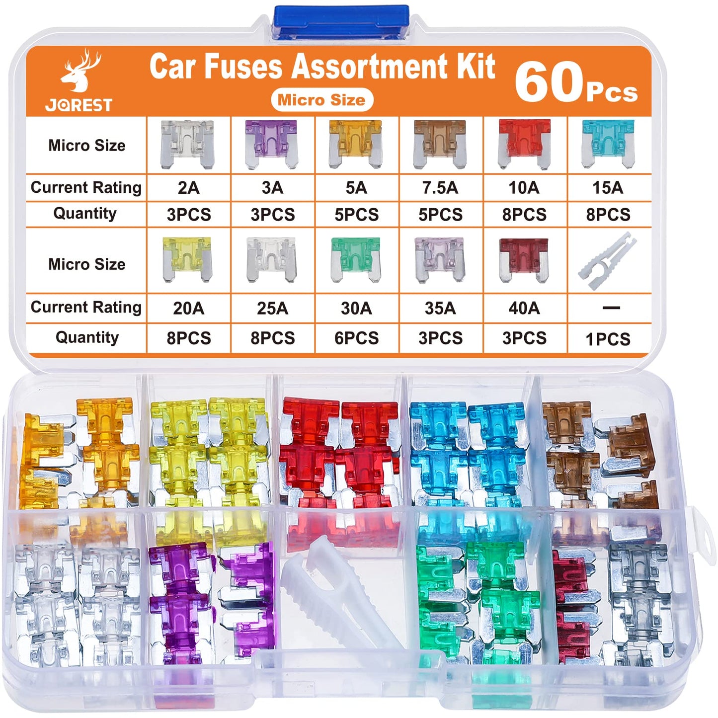 JOREST 300Pcs Car Fuse Assortment Kit, 160 Mini Blade Fuses Automotive + 90 Standard Auto Fuses + 50 Micro Fuse + 1 Puller – for Car/RV/Truck/Motorcycle(2Amp 3A 5A 7.5A 10A 15A 20A 25A 30A 35A 40A)