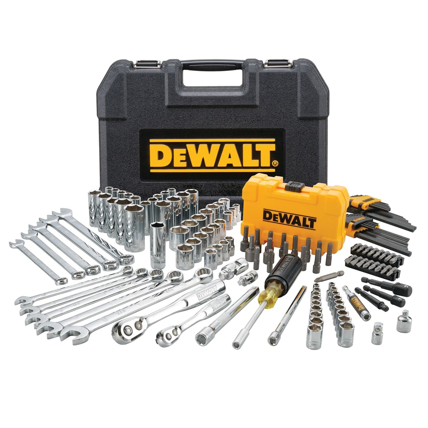 DEWALT Mechanics Tools Kit and Socket Set, 142-Piece, 1/4 & 3/8" Drive, MM/SAE (DWMT73802)