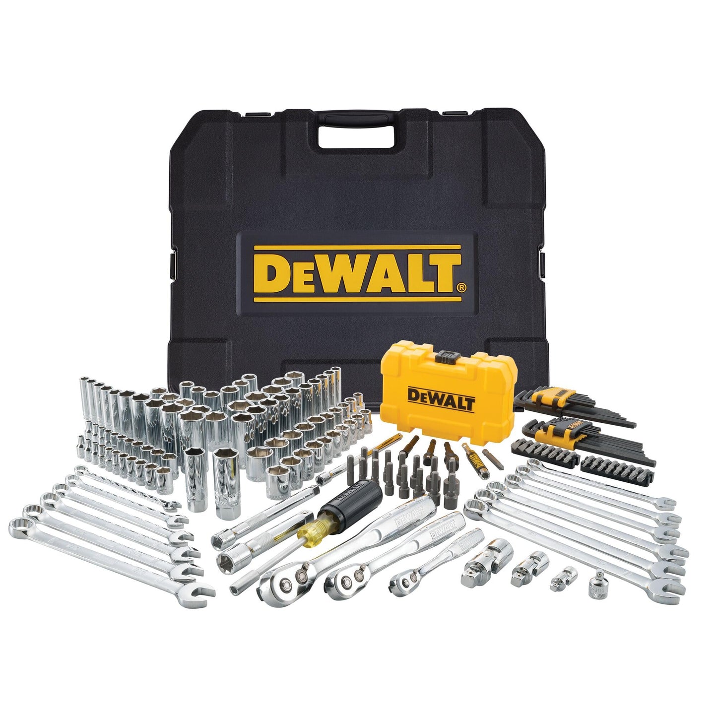 DEWALT Mechanics Tools Kit and Socket Set, 142-Piece, 1/4 & 3/8" Drive, MM/SAE (DWMT73802)