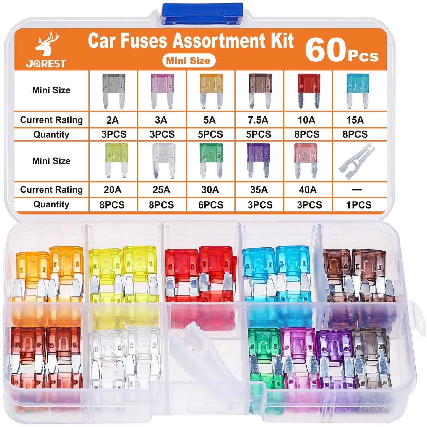 JOREST 300Pcs Car Fuse Assortment Kit, 160 Mini Blade Fuses Automotive + 90 Standard Auto Fuses + 50 Micro Fuse + 1 Puller – for Car/RV/Truck/Motorcycle(2Amp 3A 5A 7.5A 10A 15A 20A 25A 30A 35A 40A)