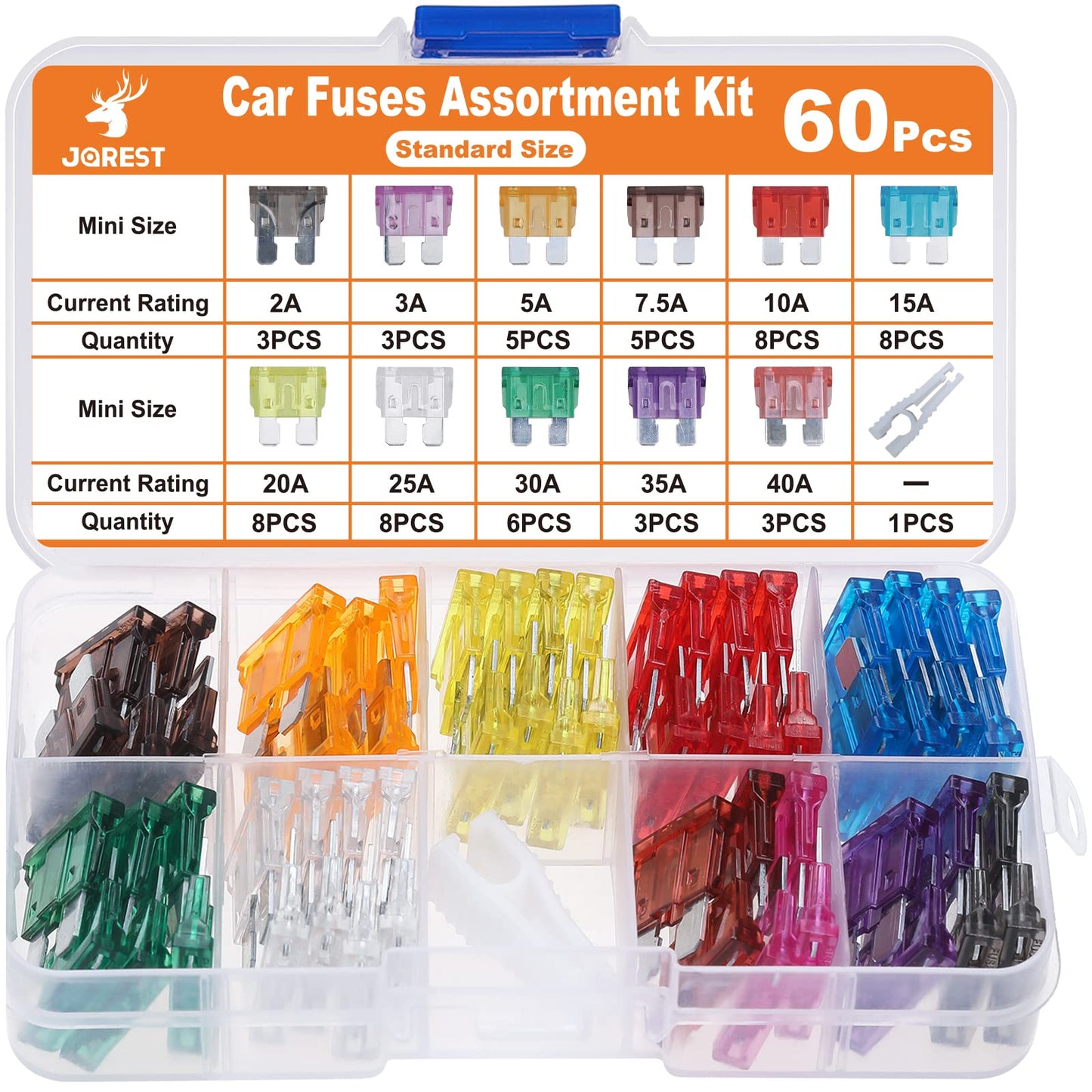 JOREST 300Pcs Car Fuse Assortment Kit, 160 Mini Blade Fuses Automotive + 90 Standard Auto Fuses + 50 Micro Fuse + 1 Puller – for Car/RV/Truck/Motorcycle(2Amp 3A 5A 7.5A 10A 15A 20A 25A 30A 35A 40A)