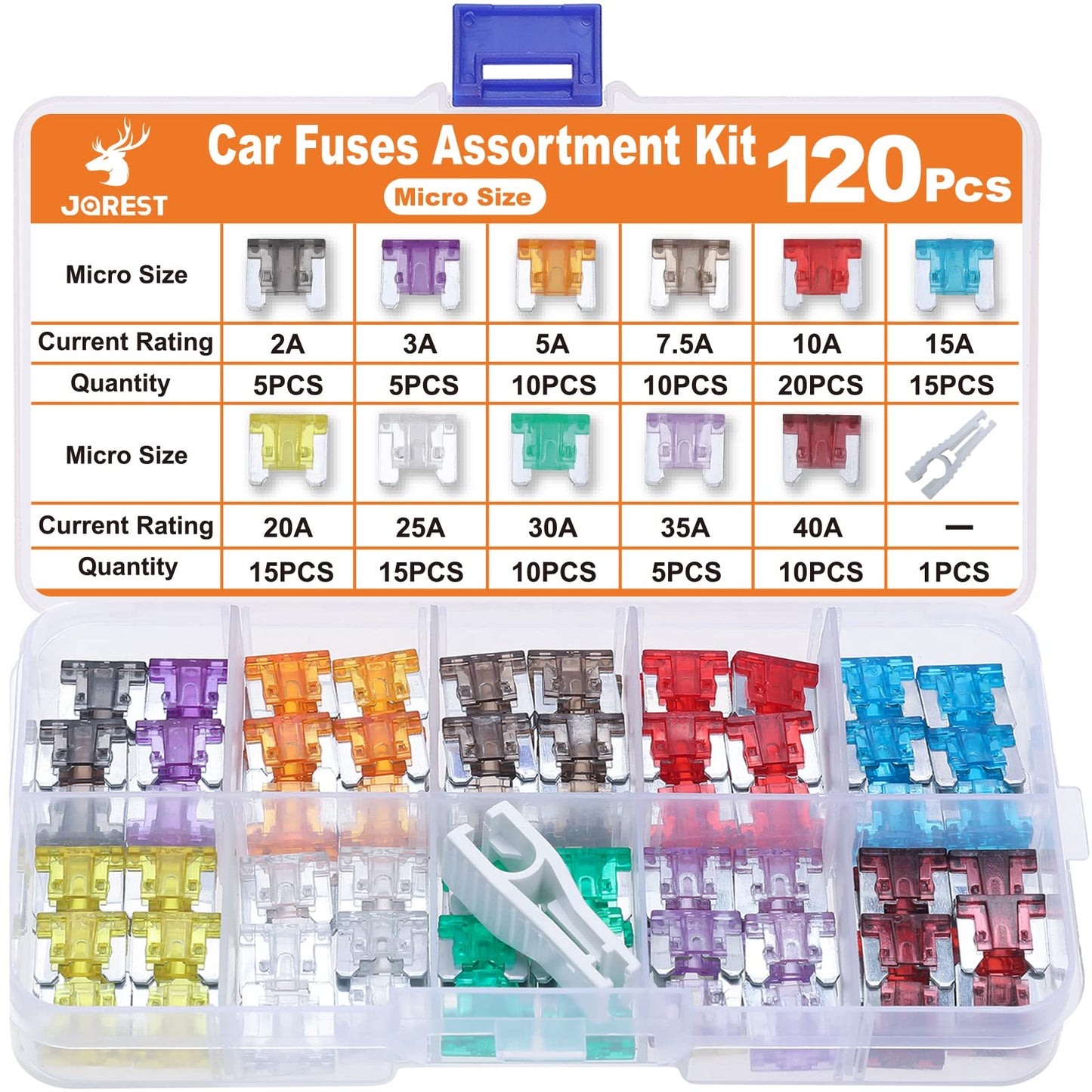 JOREST 300Pcs Car Fuse Assortment Kit, 160 Mini Blade Fuses Automotive + 90 Standard Auto Fuses + 50 Micro Fuse + 1 Puller – for Car/RV/Truck/Motorcycle(2Amp 3A 5A 7.5A 10A 15A 20A 25A 30A 35A 40A)