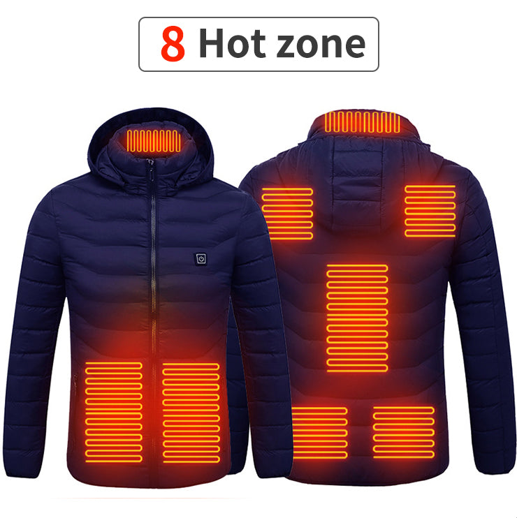 8 Zone Heated Jacket Winter Waterproof Down Jacket Slim Usb Heating Knitted