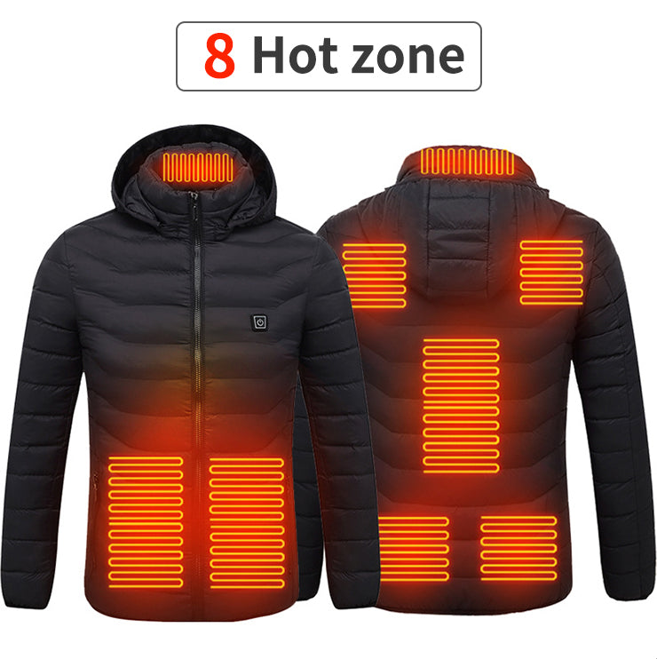 8 Zone Heated Jacket Winter Waterproof Down Jacket Slim Usb Heating Knitted